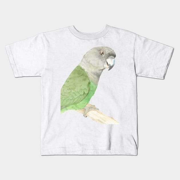 brown-headed parrot watercolor portrait Kids T-Shirt by Oranjade0122